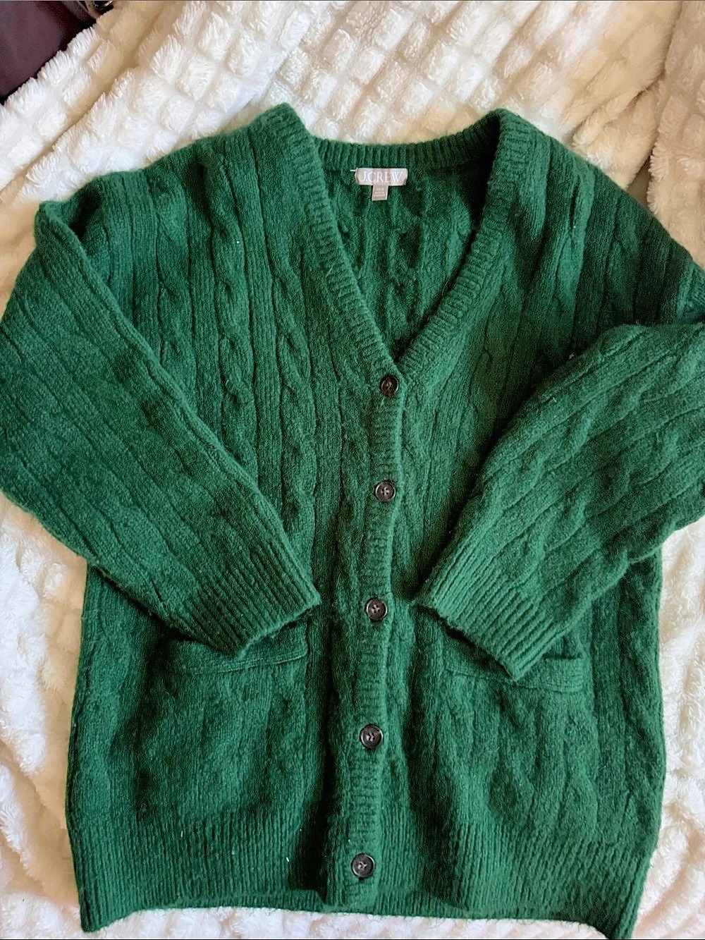J.Crew Cable Knit Cardigan in Green Size Medium